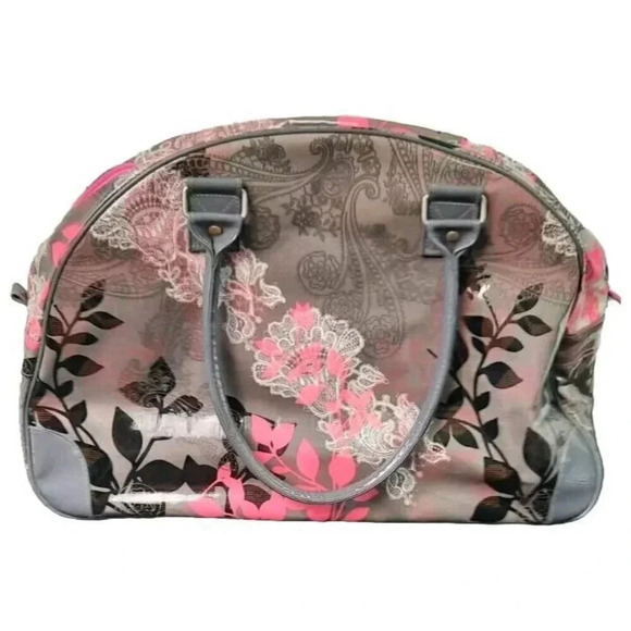 Paperchase Floral Gym Overnight Dance Oversized Bag Gray Pink Floral - Picture 1 of 6